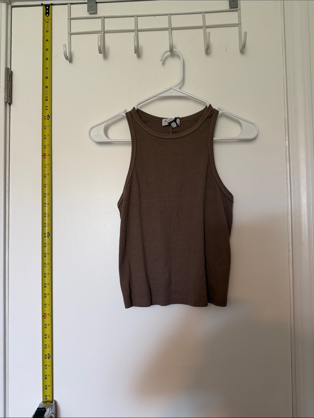 Michael Stars Brown Ribbed High-Neck Tank
